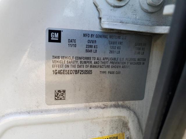 1G4GE5ED7BF250565 - 2011 BUICK LACROSSE CXS WHITE photo 12