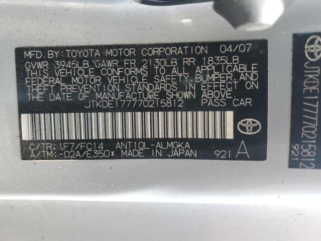 JTKDE177770215812 - 2007 TOYOTA SCION TC 银色 照片 13