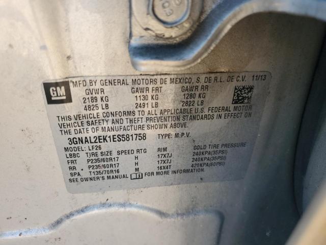 3GNAL2EK1ES581758 - 2014 CHEVROLET CAPTIVA LS SILVER photo 13