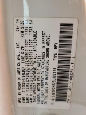 5J6TF3H52EL002118 - 2014 HONDA CROSSTOUR EXL თეთრი ფოტო 12