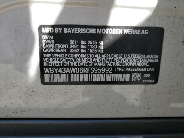 WBY43AW06RFS95992 - 2024 BMW I4 EDRIVE 35 WHITE photo 13