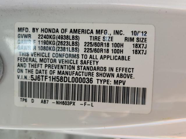 5J6TF1H58DL000036 - 2013 HONDA CROSSTOUR EXL თეთრი ფოტო 13