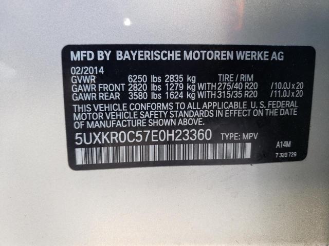 5UXKR0C57E0H23360 - 2014 BMW X5 XDRIVE35I CREAM photo 14