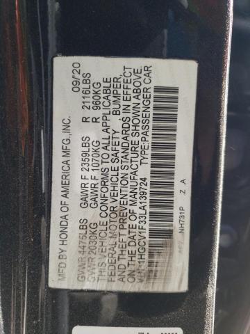 1HGCV1F33LA139724 - 2020 HONDA ACCORD SPORT BLACK photo 13