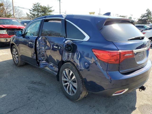 5FRYD4H43GB002969 - 2016 ACURA MDX TECHNOLOGY BLUE photo 2