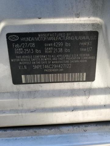 5NPET46C29H427122 - 2009 HYUNDAI SONATA GLS SILVER photo 12