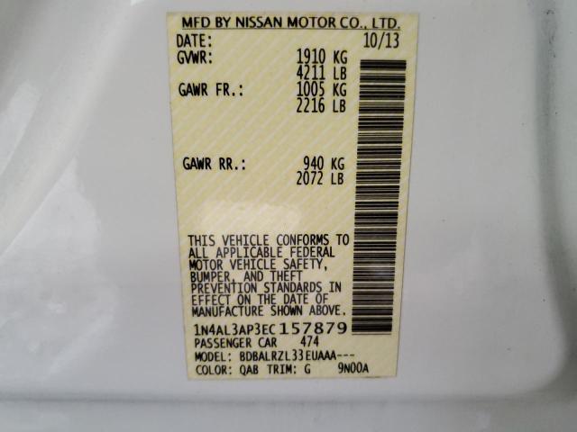 1N4AL3AP3EC157879 - 2014 NISSAN ALTIMA 2.5 WHITE photo 12