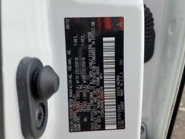 5TDHZRBH8LS048346 - 2020 TOYOTA HIGHLANDER XLE 白色 照片 14