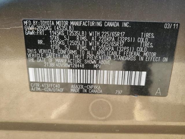 2T3BF4DV9BW128448 - 2011 TOYOTA RAV4 GRAY photo 13