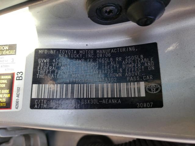 4T1BK36B67U175302 - 2007 TOYOTA AVALON XL SILVER photo 12