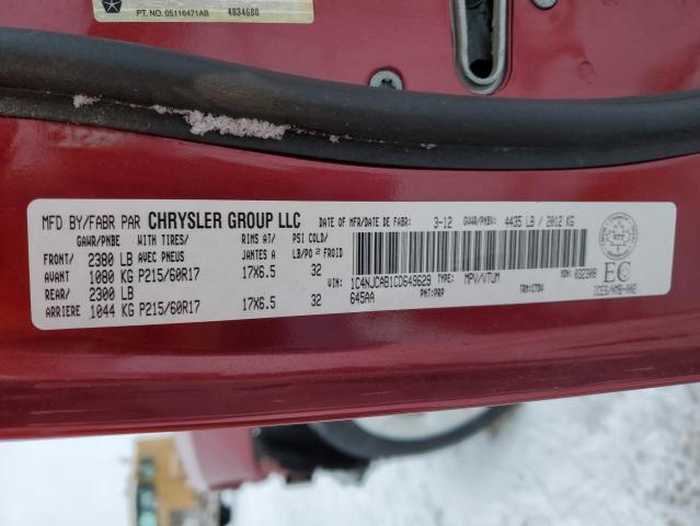 1C4NJCAB1CD649629 - 2012 JEEP COMPASS RED photo 14