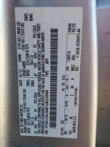 1FMCU9J94FUB33568 - 2015 FORD ESCAPE TITANIUM SILVER photo 12