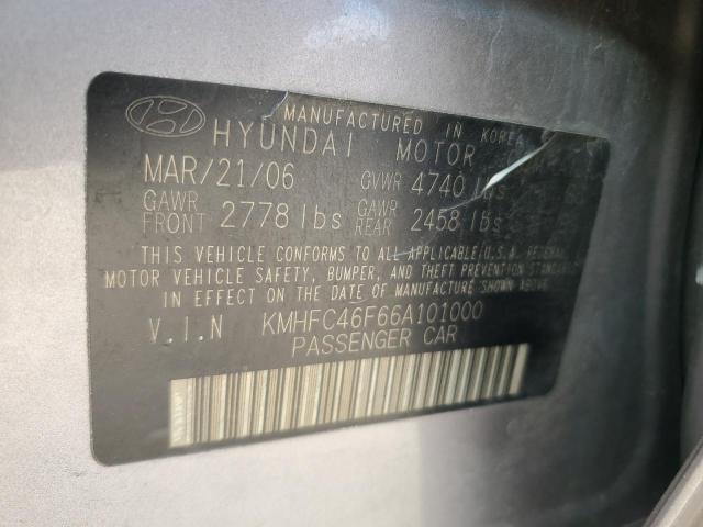 KMHFC46F66A101000 - 2006 HYUNDAI AZERA SE GRAY photo 12