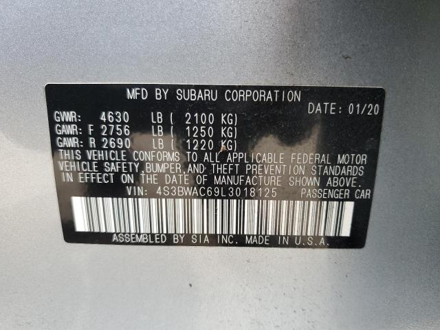 4S3BWAC69L3018125 - 2020 SUBARU LEGACY PREMIUM SILVER photo 12