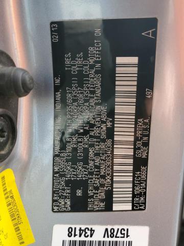 5TDKK3DC9DS340386 - 2013 TOYOTA SIENNA LE SILVER photo 12