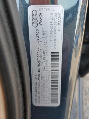 WAUHGAFC8CN067200 - 2012 AUDI A6 PRESTIGE TEAL photo 12