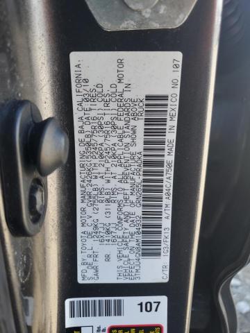 3TMJU4GN8AM104932 - 2010 TOYOTA TACOMA DOUBLE CAB PRERUNNER GRAY photo 13