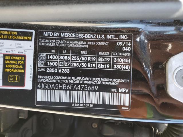 4JGDA5HB6FA473689 - 2015 MERCEDES-BENZ ML 350 4MATIC BLACK photo 13