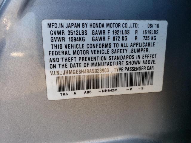 JHMGE8H49AS023903 - 2010 HONDA FIT SPORT SILVER photo 12