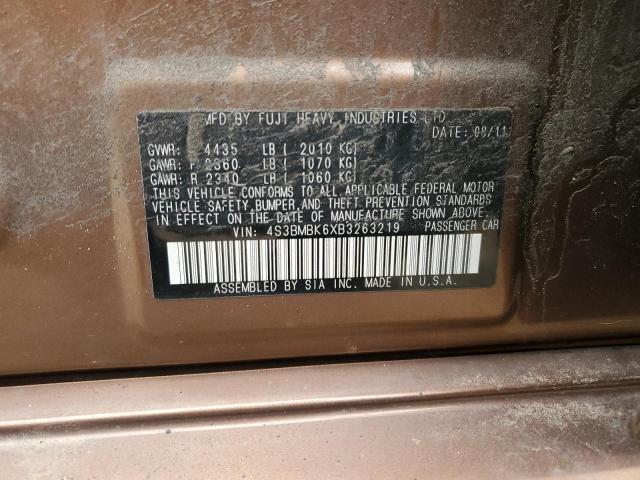 4S3BMBK6XB3263219 - 2011 SUBARU LEGACY 2.5I LIMITED BROWN photo 12