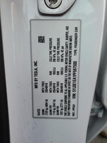 5YJ3E1EA1PF567500 - 2023 TESLA MODEL 3 თეთრი ფოტო 12