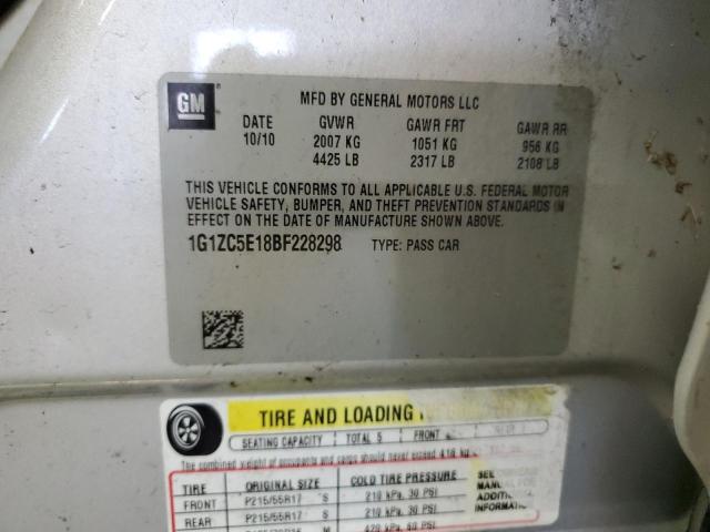 1G1ZC5E18BF228298 - 2011 CHEVROLET MALIBU 1LT SILVER photo 12