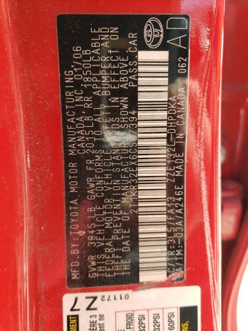 2T1KR32EX6C587394 - 2006 TOYOTA COROLLA MA XR RED photo 12