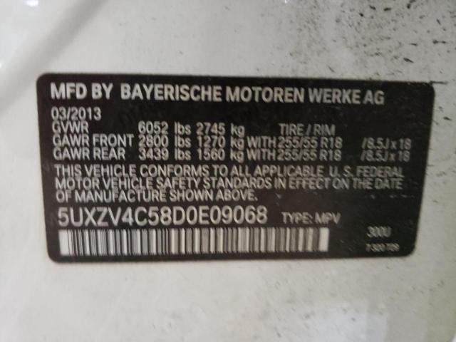 5UXZV4C58D0E09068 - 2013 BMW X5 XDRIVE35I WHITE photo 12