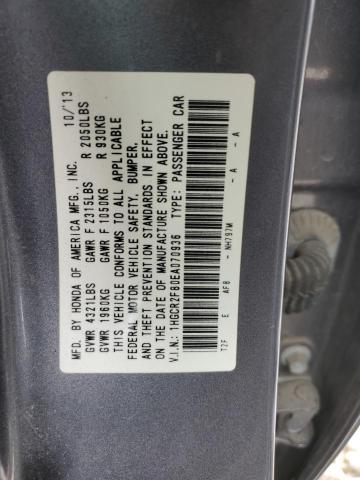 1HGCR2F80EA070936 - 2014 HONDA ACCORD EXL GRAY photo 13