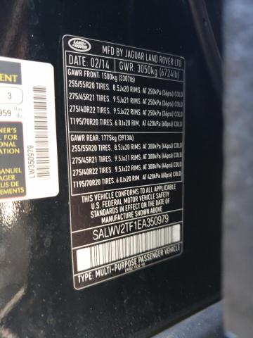 SALWV2TF1EA350979 - 2014 LAND ROVER RANGE ROVE AUTOBIOGRAPHY BLACK photo 13