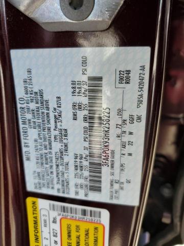 3FA6P0K93HR258225 - 2017 FORD FUSION TITANIUM BURGUNDY photo 12