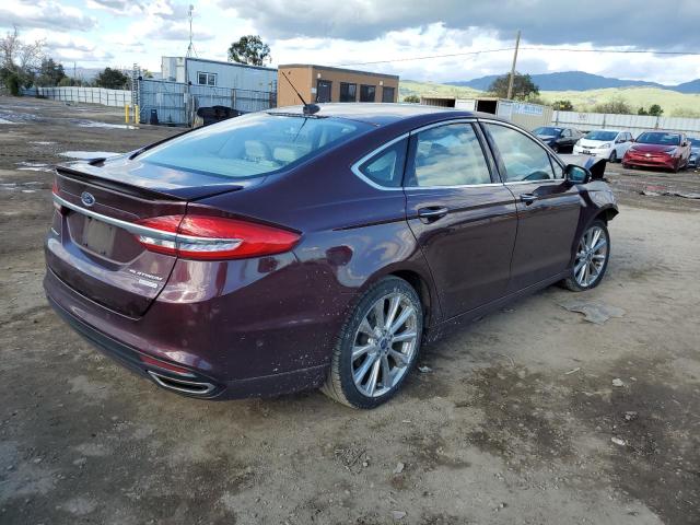 3FA6P0K93HR258225 - 2017 FORD FUSION TITANIUM BURGUNDY photo 3