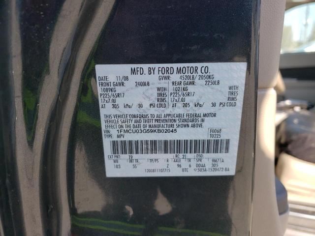 1FMCU03G59KB02045 - 2009 FORD ESCAPE XLT GRAY photo 13