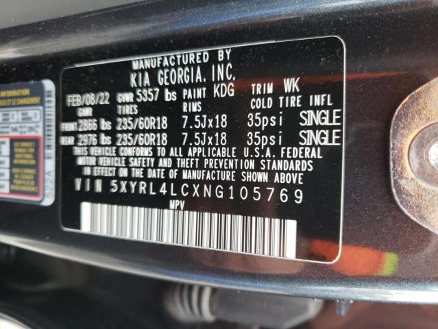 5XYRL4LCXNG105769 - 2022 KIA SORENTO S CHARCOAL photo 13