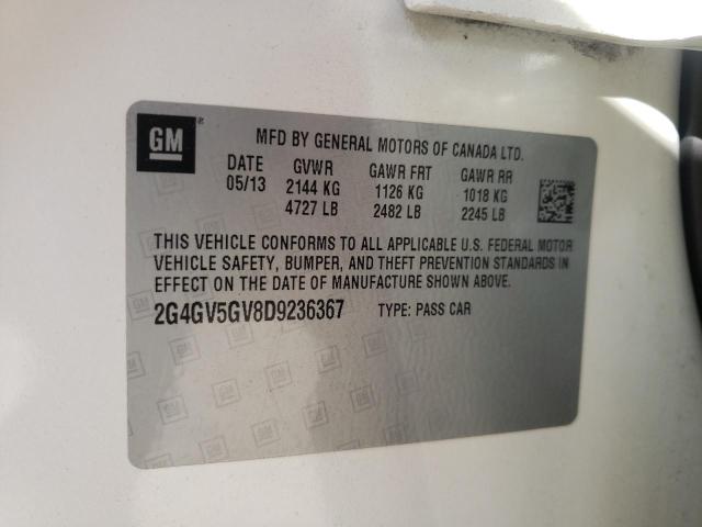 2G4GV5GV8D9236367 - 2013 BUICK REGAL GS Ақ фото 13