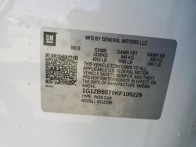 1G1ZB5ST9KF105229 - 2019 CHEVROLET MALIBU LS WHITE photo 12