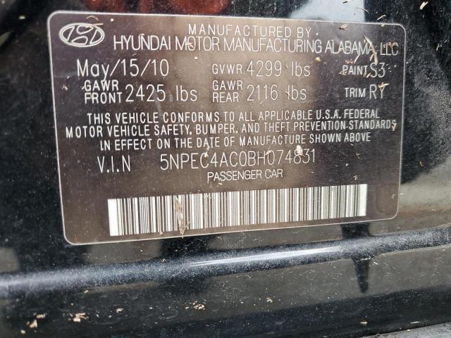 5NPEC4AC0BH074831 - 2011 HYUNDAI SONATA SE CHARCOAL photo 12