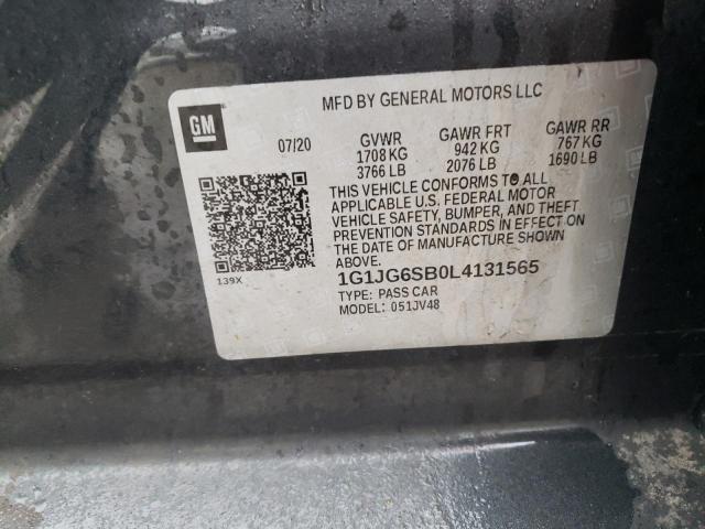 1G1JG6SB0L4131565 - 2020 CHEVROLET SONIC CHARCOAL photo 12