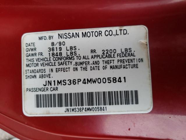 JN1MS36P4MW005841 - 1991 NISSAN 240SX BASE BURGUNDY photo 13