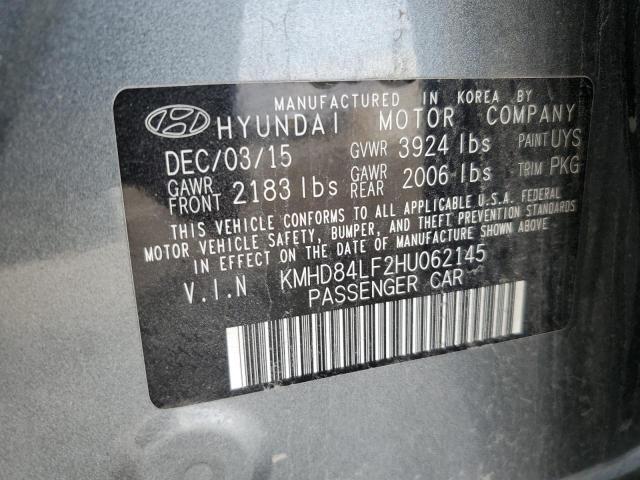 KMHD84LF2HU062145 - 2017 HYUNDAI ELANTRA SE GRAY photo 12