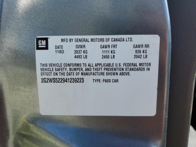 2G2WS522941239223 - 2004 PONTIAC GRAND PRIX GT2 ნაცრისფერი ფოტო 12