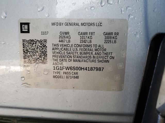 1G1FW6S00H4187987 - 2017 CHEVROLET BOLT EV LT SILVER photo 13