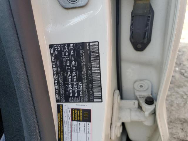 4JGDA5HB5DA200868 - 2013 MERCEDES-BENZ ML 350 4MATIC WHITE photo 13