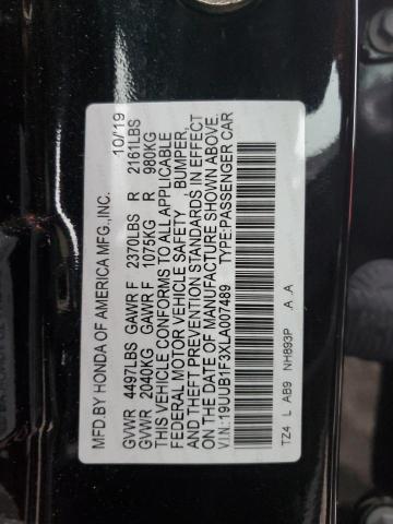 19UUB1F3XLA007489 - 2020 ACURA TLX BLACK photo 13