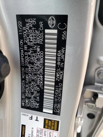 JTDKAMFU9N3188000 - 2022 TOYOTA PRIUS NIGHT SHADE SILVER photo 12