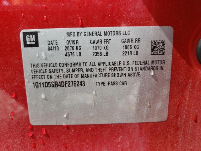 1G11D5SR4DF276243 - 2013 CHEVROLET MALIBU 1LT 栗色 照片 12