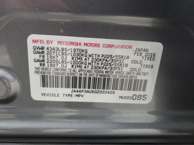 JA4AP3AU6GZ033409 - 2016 MITSUBISHI OUTLANDER ES GRAY photo 13