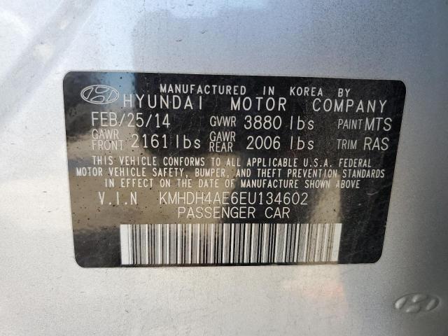 KMHDH4AE6EU134602 - 2014 HYUNDAI ELANTRA SE SILVER photo 12