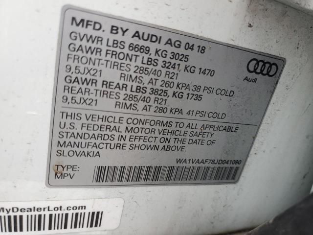 WA1VAAF78JD041090 - 2018 AUDI Q7 PRESTIGE 白色 照片 13