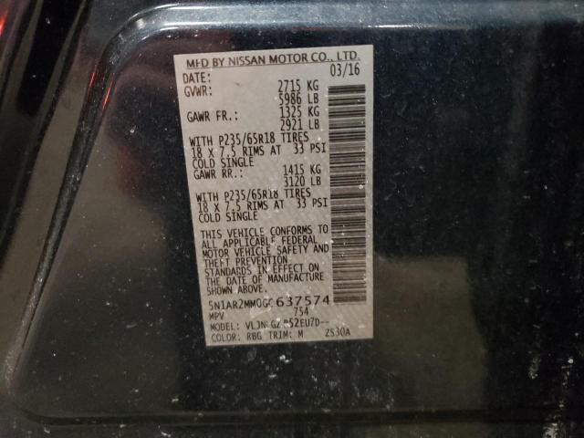 5N1AR2MM0GC637574 - 2016 NISSAN PATHFINDER S ლურჯი ფოტო 14